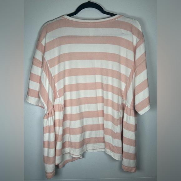 E. C. Striped Pink and White Women's Top w/ Stretch. Size XL. - Picture 2 of 8